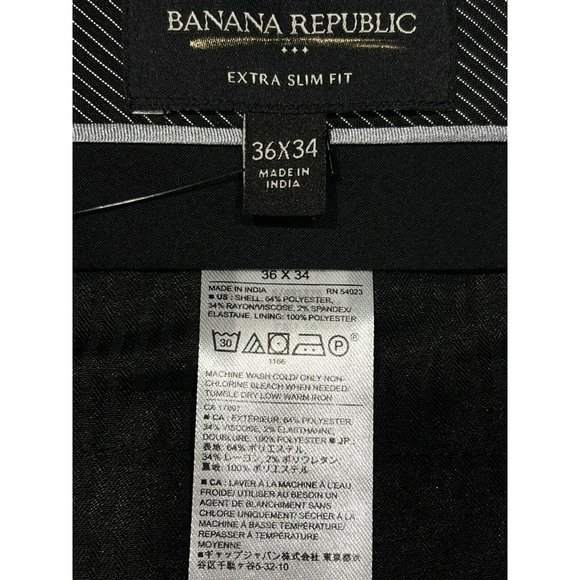 NWT BANANA REPUBLIC Men's Extra Slim Stretch Dress Pants 36x34 Black #491275 - Picture 5 of 5